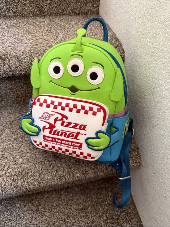 Loungefly Handbags - Loungefly Pizza Planet Alien Mini Backpack - Lime Green & Blue